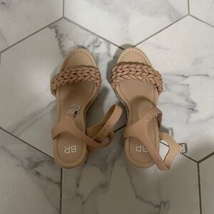 BP Beige Braided Strap Sandals